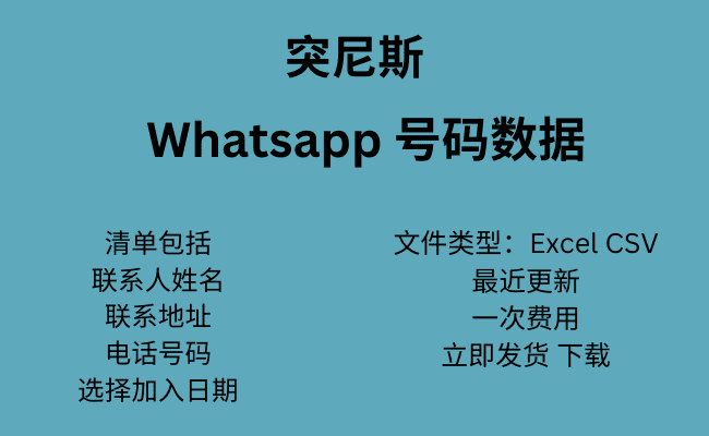 突尼斯 WhatsApp 号码数据